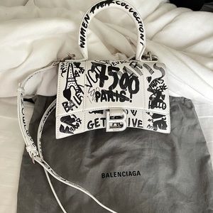 Balenciaga White Hourglass Graffiti-Print